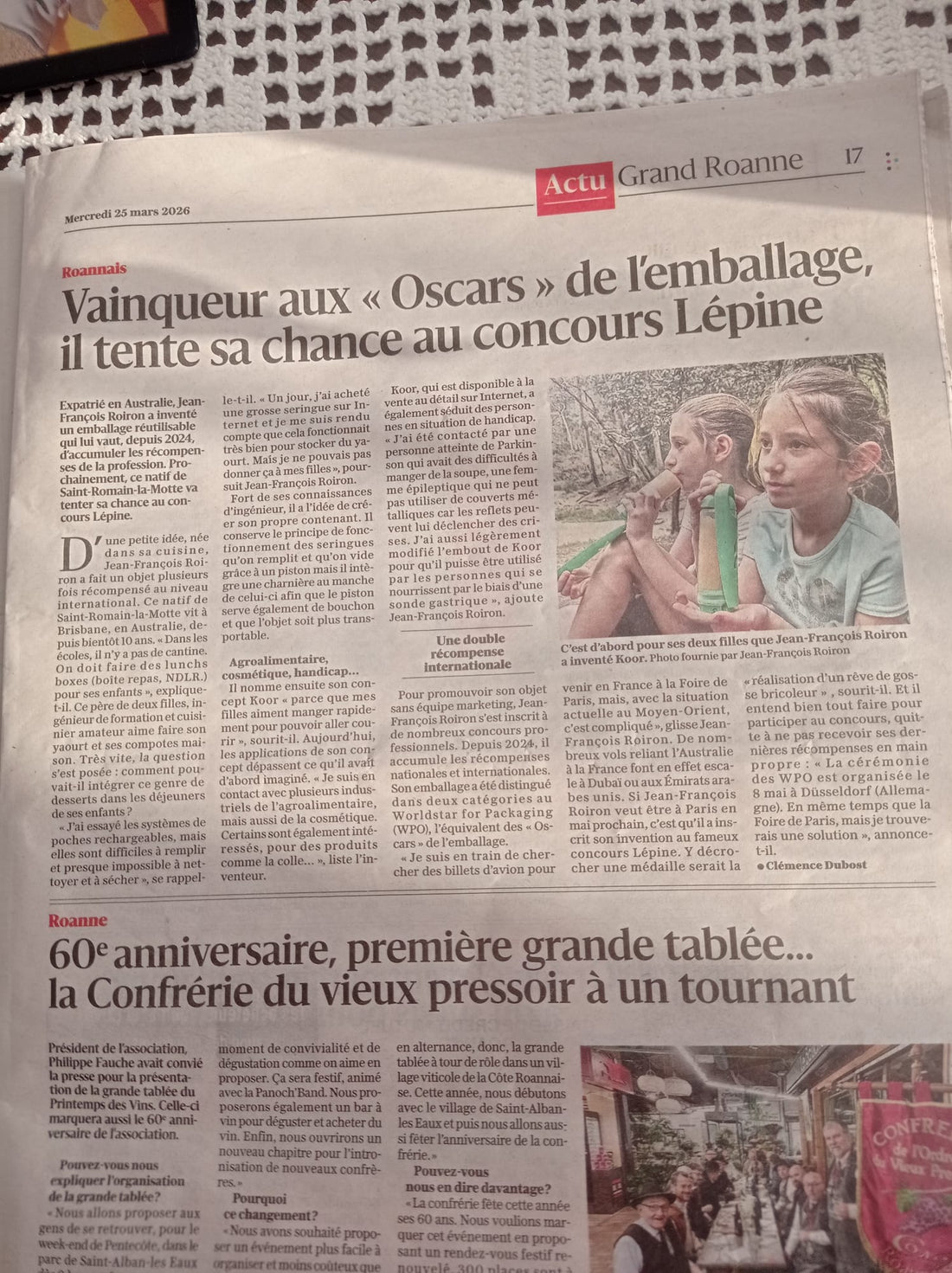 Le Progres article about koor
